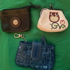 Leather & faux leather brand Coin Pouch Trio – Blue, Cream & Black Small Wallets